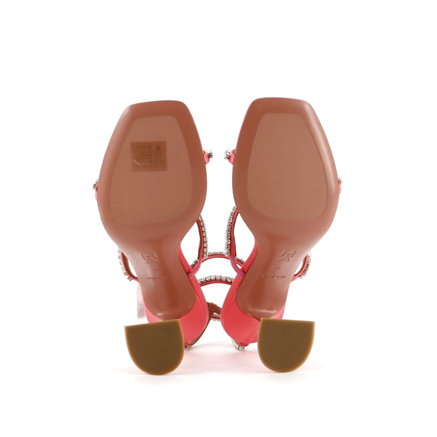 Amina Muaddi Women'S Gilda Heeled Sandals Satin With Crystals 95