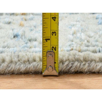 2'8"X10' Gray Tebraz Wool And Silk Jacquard Hand Loomed Runner Rug