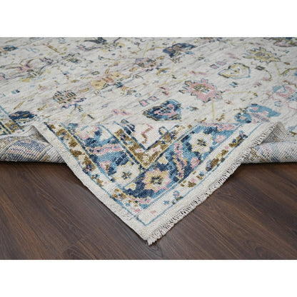 Rug 7'10"x9'10"Ivory Hand Knotted Wool Natural Dyes Mahal Design Oriental