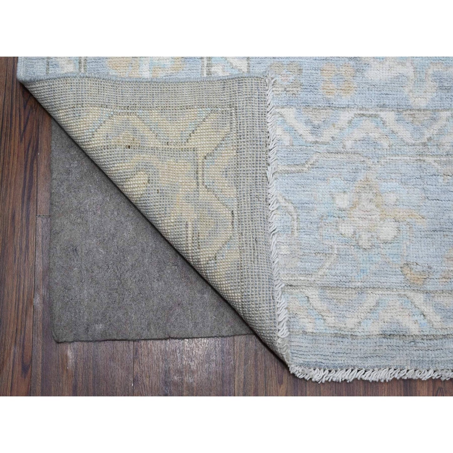 8'1"X10' Blue Gray Wool Weft Afghan Angora Oushak Oriental Rug