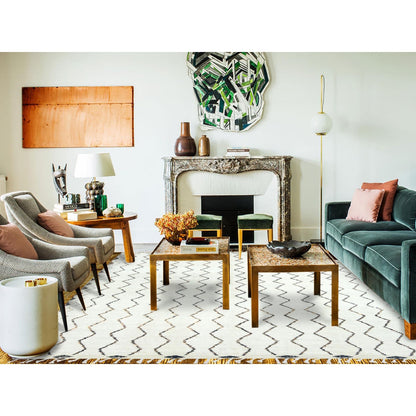 8'2"X10'5" Ivory Moroccan Berber Pure Wool Hand Knotted Oriental Rug