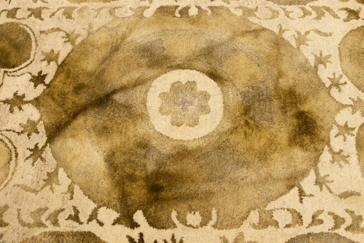 5x8 Cream & Brown Abstract Design Rug Hand-Tufted Modern Living Room Carpet