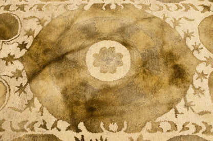 5x8 Cream & Brown Abstract Design Rug Hand-Tufted Modern Living Room Carpet