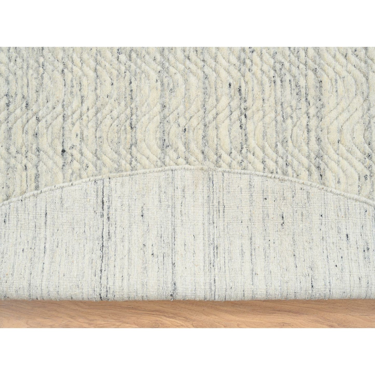 9'10"X9'10" Beige Wool Hand Loomed Modern Design Round Oriental Rug