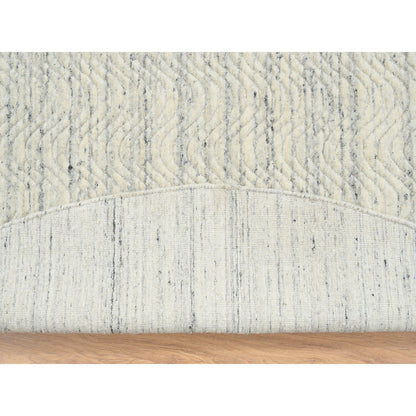 9'10"X9'10" Beige Wool Hand Loomed Modern Design Round Oriental Rug