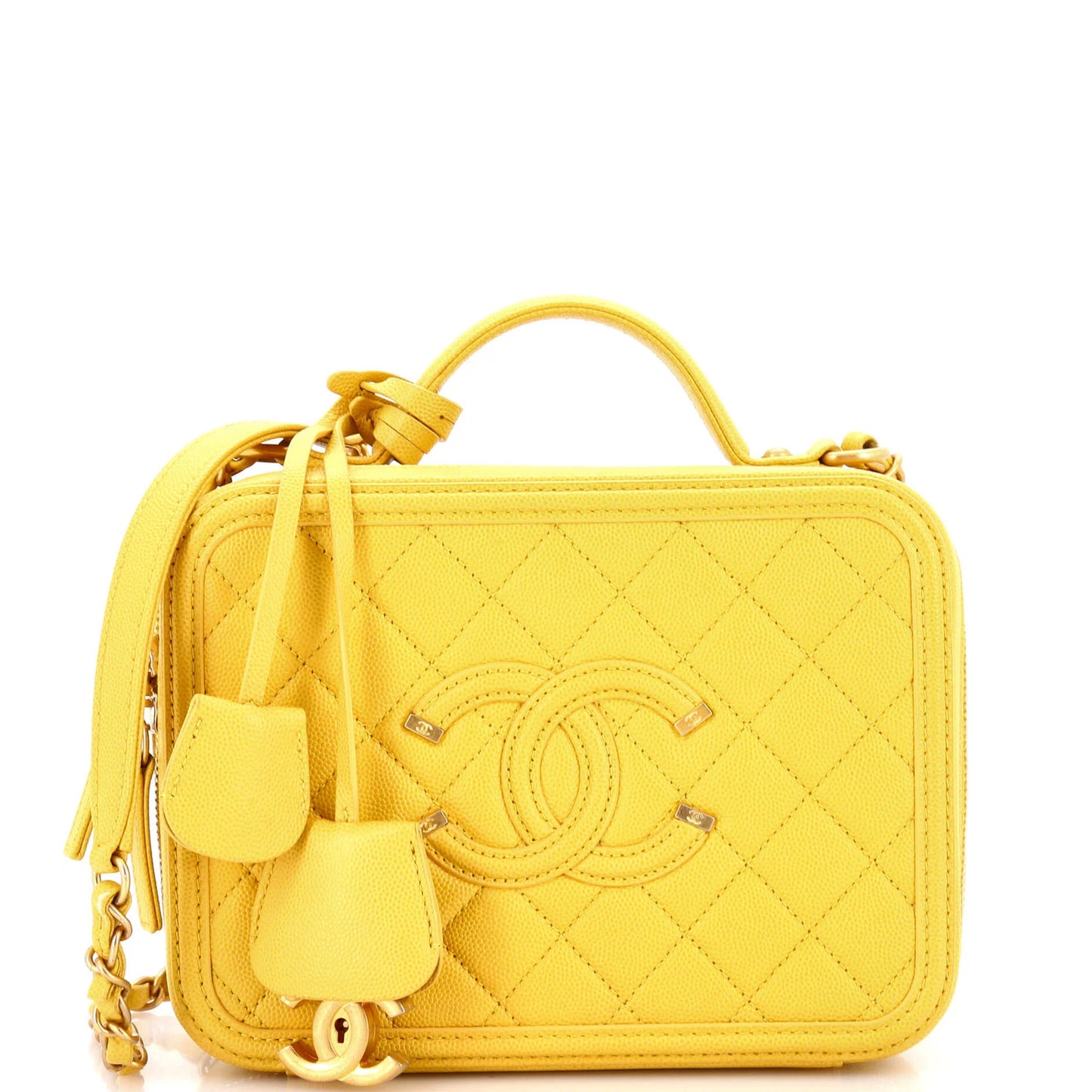 Chanel Filigree Vanity Case Quilted Caviar Medium