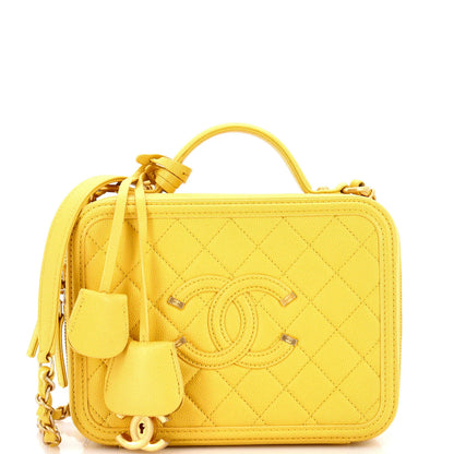 Chanel Filigree Vanity Case Quilted Caviar Medium