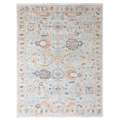 8'10"X11'10" Gray Supple Collection Oushak Design Hand Knotted Wool Rug