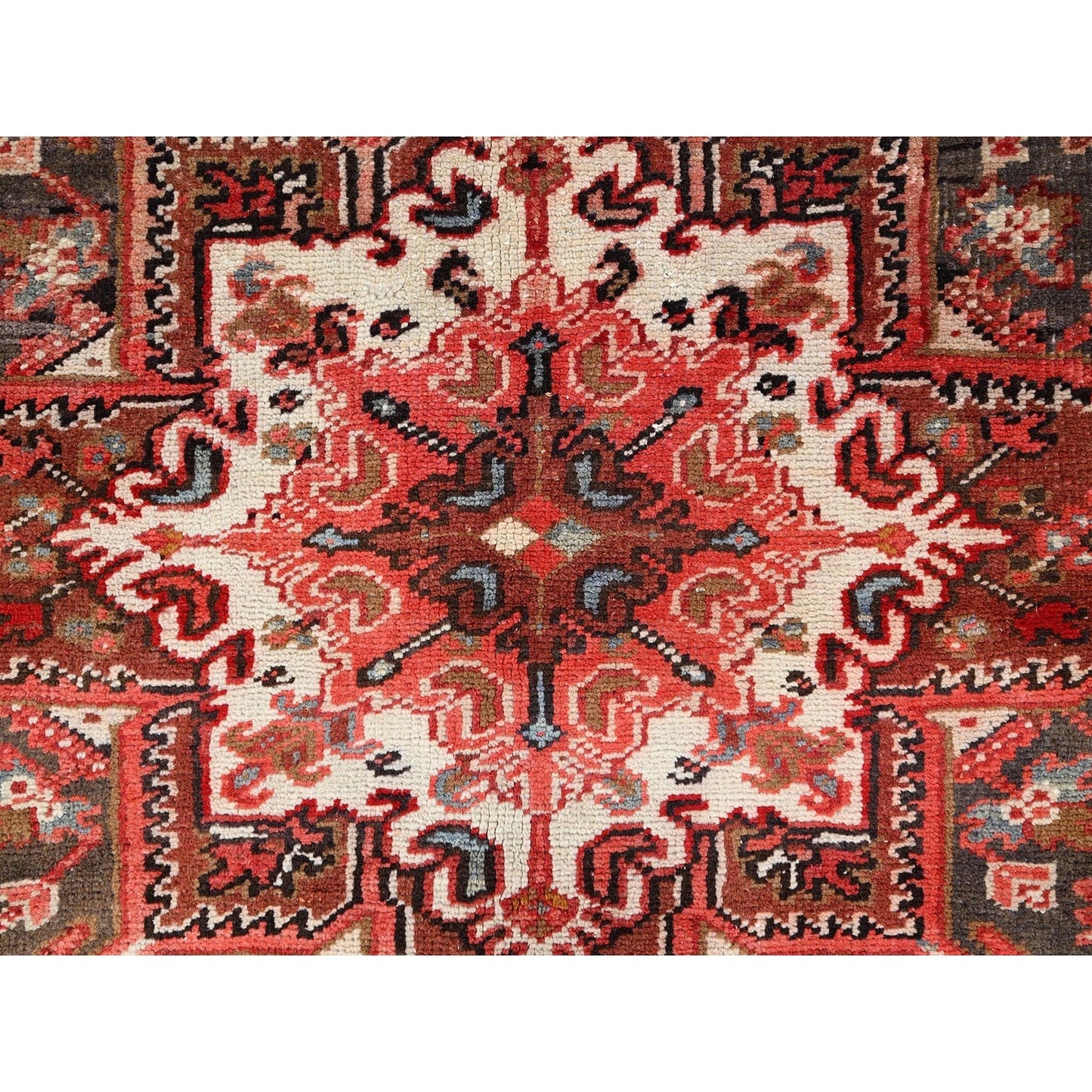 7'10"X11'10" Bills Red Heris Zoroastrian Hand Knotted Wool Oriental Rug