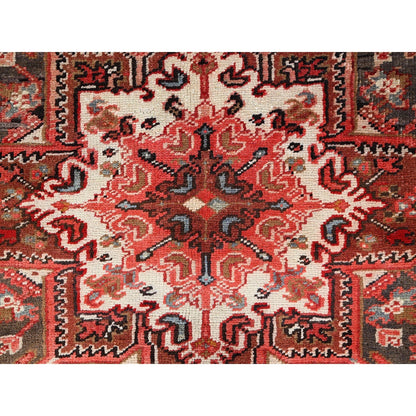 7'10"X11'10" Bills Red Heris Zoroastrian Hand Knotted Wool Oriental Rug