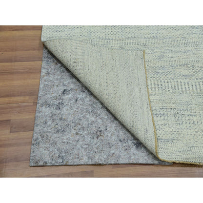 5'4"X7'1" Egret White Hand Knotted Modern Grass Design Wool Oriental Rug