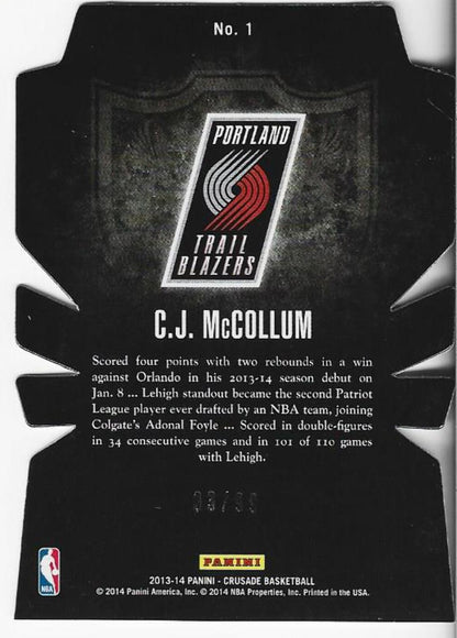 Cj Mccollum 2013 Panini Crusade Rookie Card 3/99