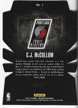 Cj Mccollum 2013 Panini Crusade Rookie Card 3/99