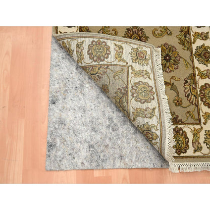 2'6"X8'3" Brown Hand Knotted Rajasthan Leaf Design Wool & Silk Runner Rug