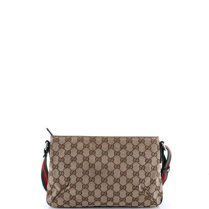 Gucci Web Strap Messenger Bag Gg Canvas Small