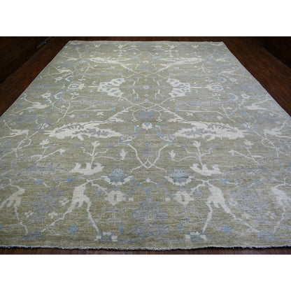 12'1"X15'5" Gray Afghan Angora Oushak Wool Hand Knotted Oversized Rug