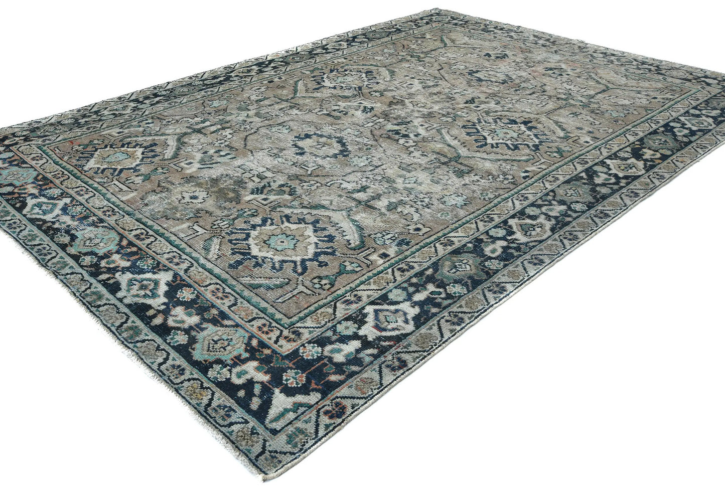 Antique Hand-Knotted Oriental Rug 7X10 Ft Floral