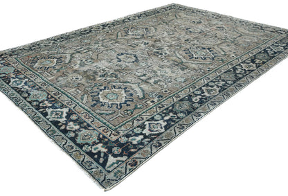 Antique Hand-Knotted Oriental Rug 7X10 Ft Floral