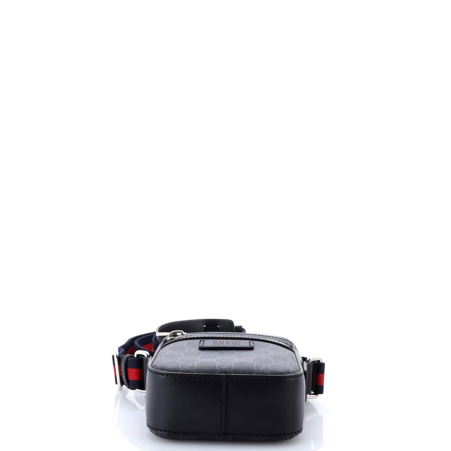 Gucci Web Strap Front Zip Messenger Bag Gg Coated Canvas Mini