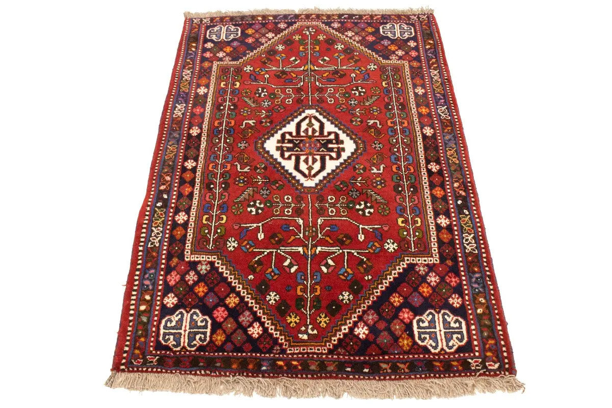 3'5X5 Hand-Knotted Red Tribal Floral Oriental Rug Boho Farmhouse Decor Carpet