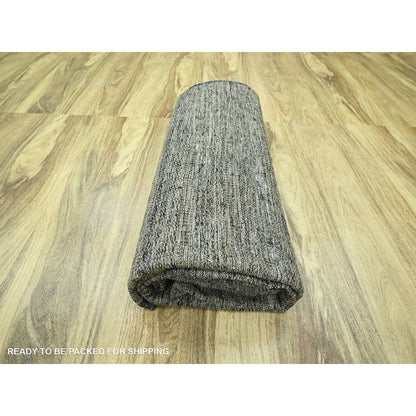 10'X14' Brown & Black Oxidized Grass Design Pure Wool Hand Knotted Rug