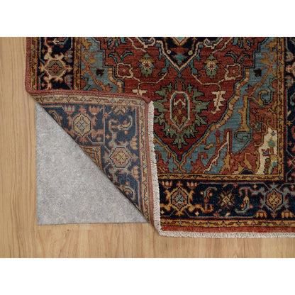 2'7"X10' Red Antiqued Fine Heris Re-Creation Hand Knotted Wool Runner Rug