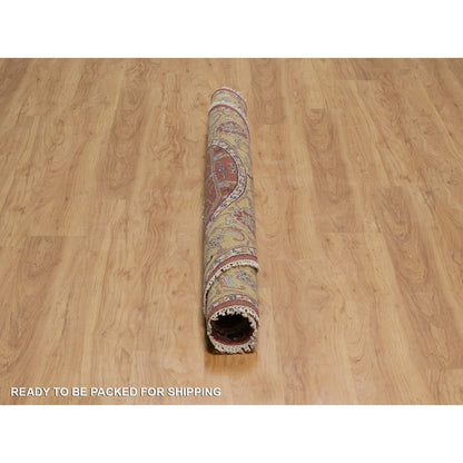 6'2"X6'2" Red Antiqued Fine Heris Hand Knotted New Zealand Wool Round Rug
