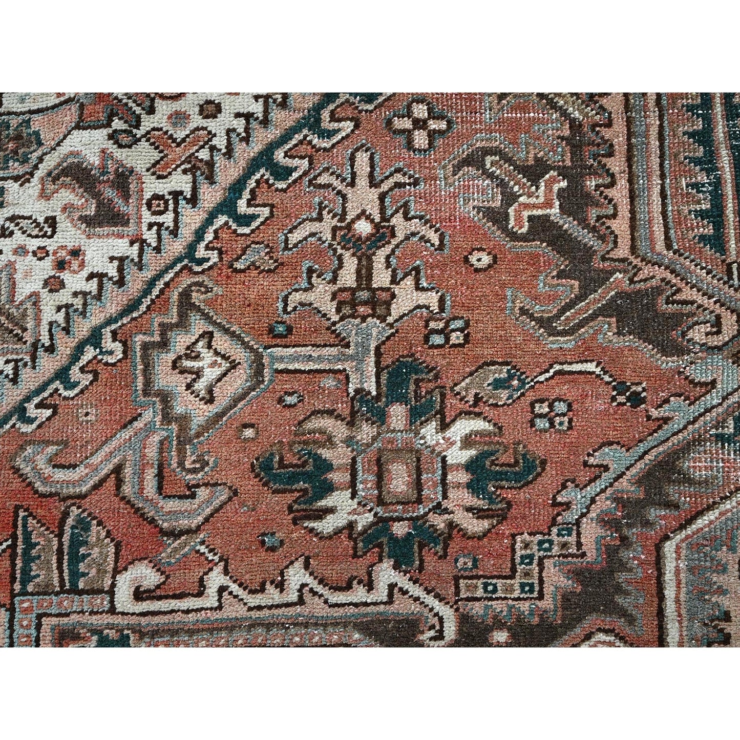 8'7"X12'3" Blush Red Vintage Zoroastrian Heris Pure Wool Hand Knotted Rug