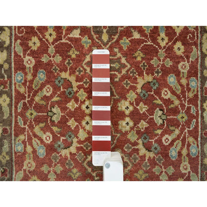 2'6"X8'3" Rust & Brown Antiqued Haji Design Hand Knotted Wool Runner Rug
