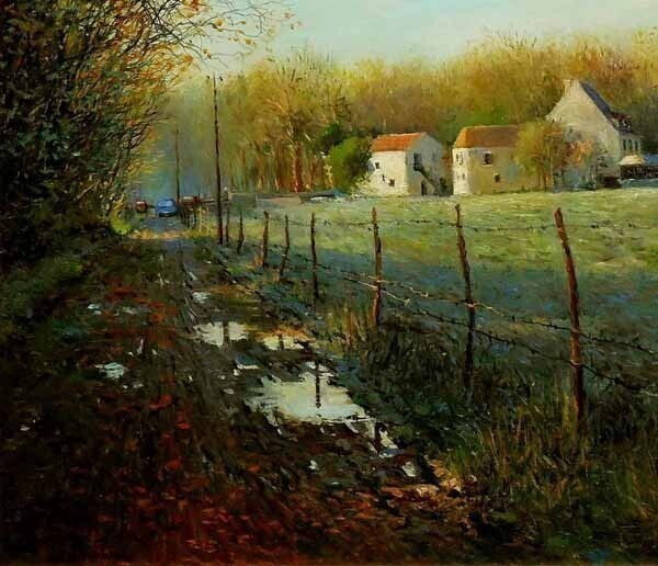 Jean Kevorkian "Le Moulin De Jarcy" 1978 Oil Painting French Landscape 25F