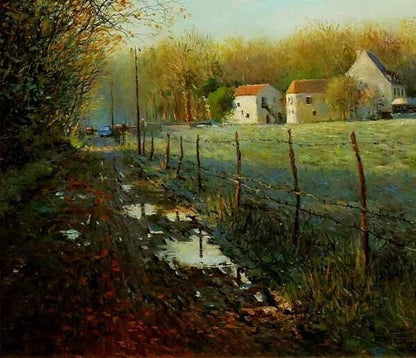 Jean Kevorkian "Le Moulin De Jarcy" 1978 Oil Painting French Landscape 25F