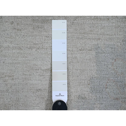 8'X9'7" Misty Gray Afghan Angora Oushak Pure Wool Hand Knotted Rug