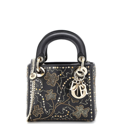 Christian Dior Lady Dior Chain Bag Embroidered Calfskin Mini