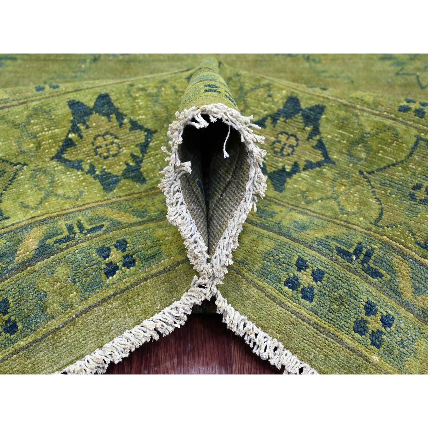 8'X9'6" Green Overdyed Kazak Medallions Design Hand Knotted 100% Wool Rug