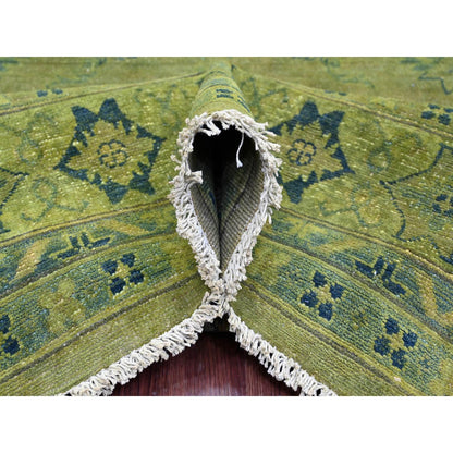 8'X9'6" Green Overdyed Kazak Medallions Design Hand Knotted 100% Wool Rug