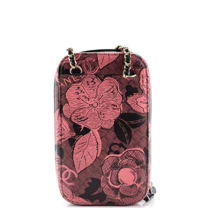 Chanel Zip Around Phone Case With Chain Printed Lambskin