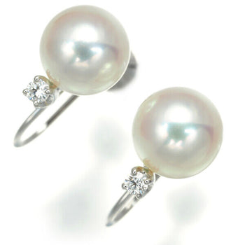 Mikimoto Earrings Akoya Pearl 7.5Mm Diamond 18K 750 White Gold