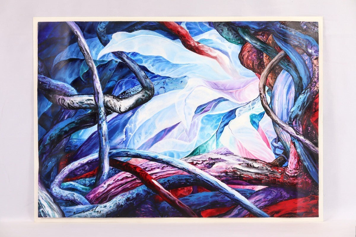 Alberto Jorge Carol 1990 Original Acrylic Painting "Tropico No.190 Roce" Signed