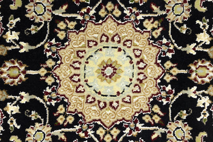 Small Oriental Decor Black Floral 3X3 Indo-Nain