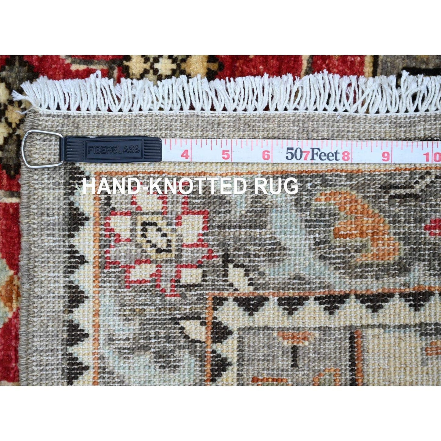 2'6"X5'9" Gray Caucasian Akstafa Design Pure Wool Hand Knotted Runner Rug