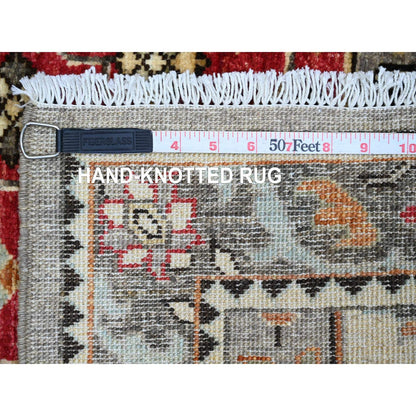 2'6"X5'9" Gray Caucasian Akstafa Design Pure Wool Hand Knotted Runner Rug