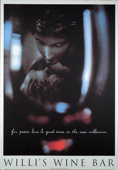 Willi'S Wine Bar Hannabusa 2001 Original French Drinks Poster 27X39 Rare Canson