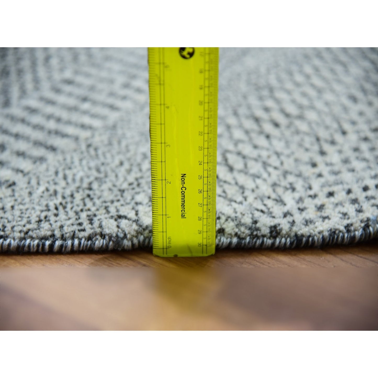 12'X12' Shower Gray Undyed Wool Grass Design Hand Knotted Round Rug