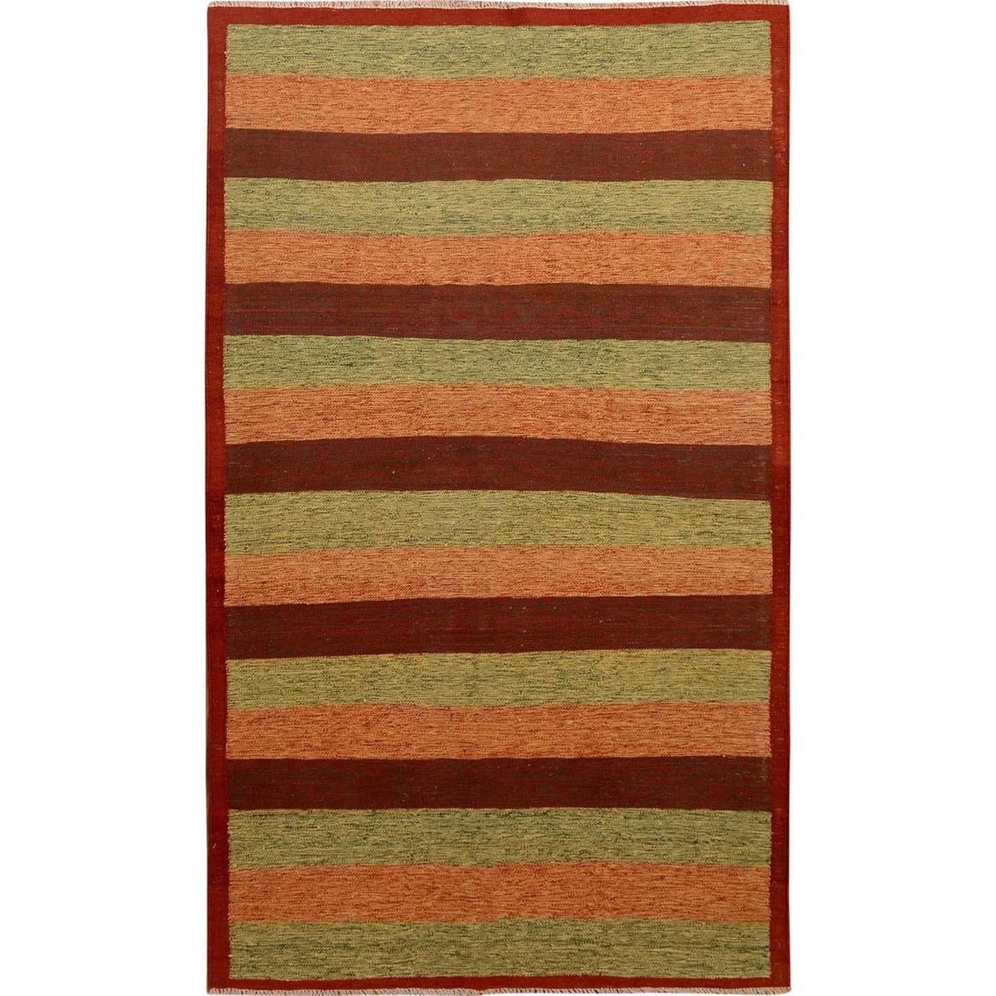 4'9"X8' Colorful Afghan Reversible Kilim Pure Wool Hand Woven Striped Rug
