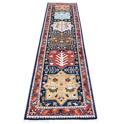 2'7"X9'8" Blue Fine Aryana Caucasian Ashtafa Hand Knotted Oriental Rug