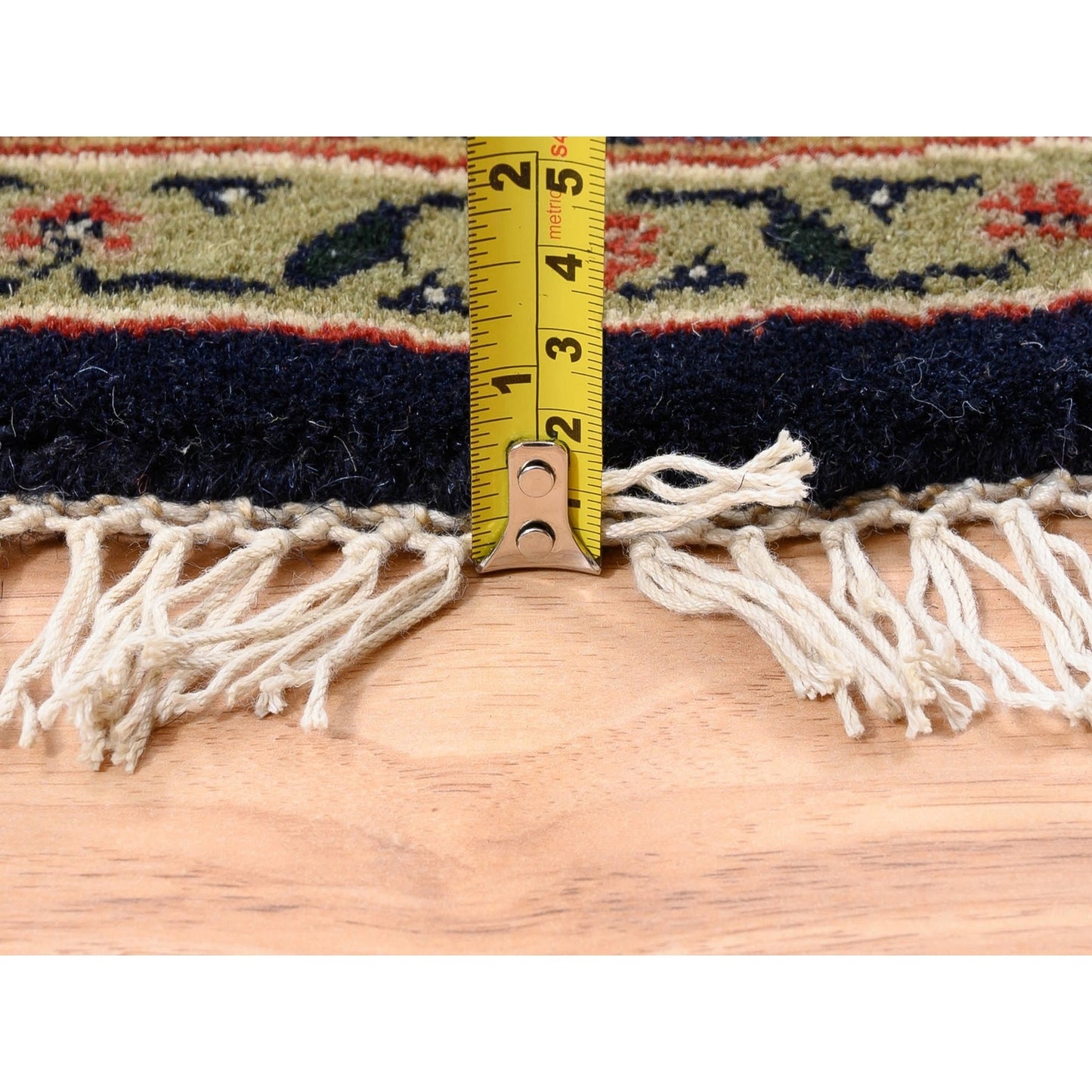 5'10"X5'10" Hand Spun Wool Blue All Over Herrita Design Hand Knotted Rug