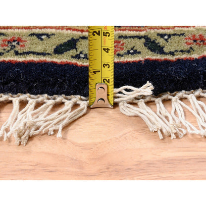 5'10"X5'10" Hand Spun Wool Blue All Over Herrita Design Hand Knotted Rug