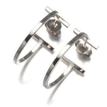 Return To Tiffany L Earrings Tiffany T Wire Medium Hoop 18K 750 White Gold