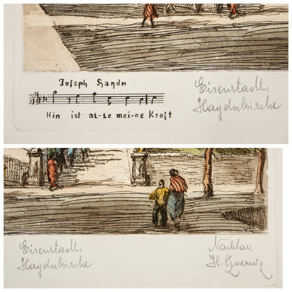 Herta Czernik-Kobanz Gzonning Original Etching Hand Coloring Haydnkirche Signed
