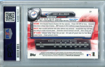 Cody Bellinger 2017 Bowman Chrome #27 Purple Refractor /250 (Psa 10)